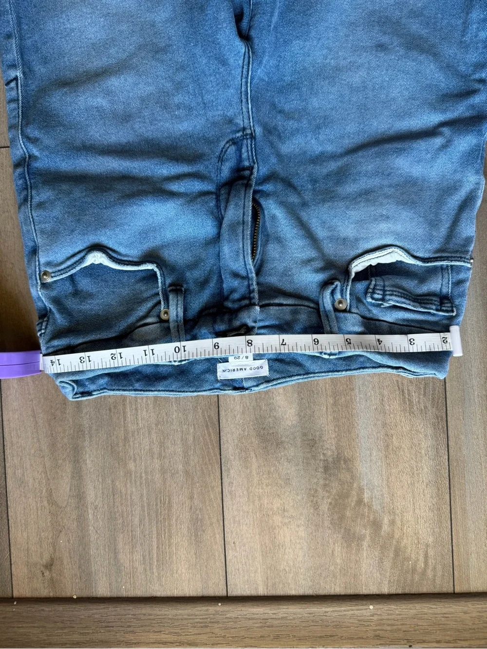 Good American Light Blue Straight Leg Jeans with Frayed Hem - Picture 6 of 14